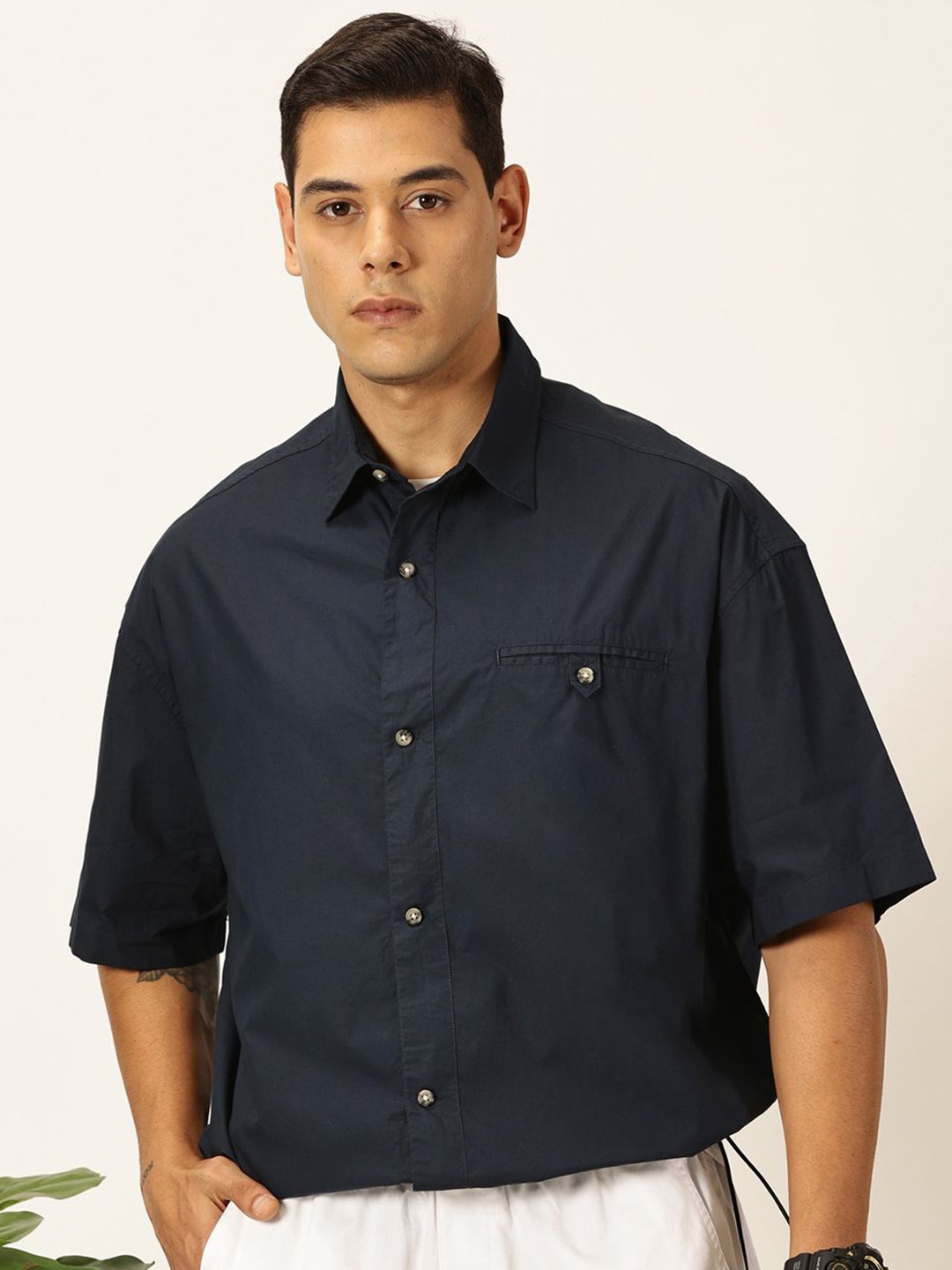 

Thomas Scott Men Premium Opaque Casual Shirt, Navy blue