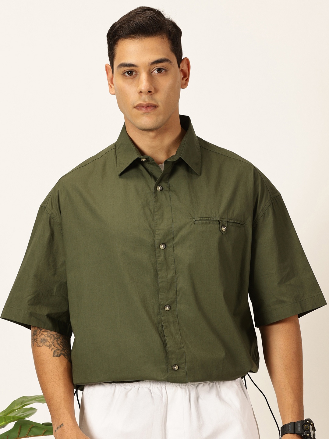 

Thomas Scott Men Premium Opaque Casual Shirt, Olive