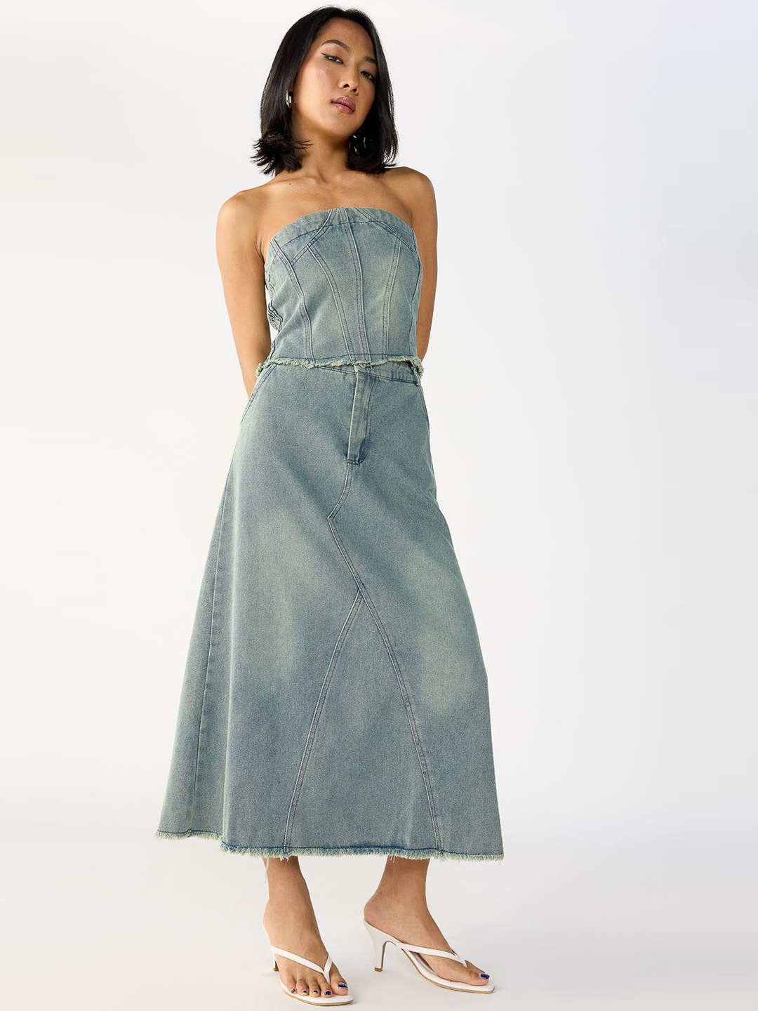 

FREAKINS Denim A-Line Midi Dress, Blue