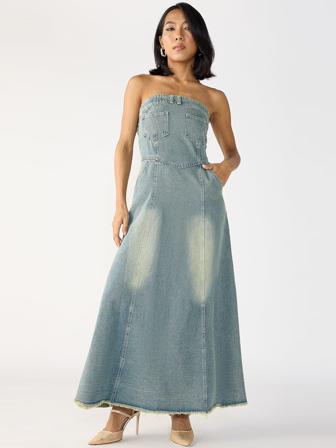 

FREAKINS Denim Maxi Dress, Blue