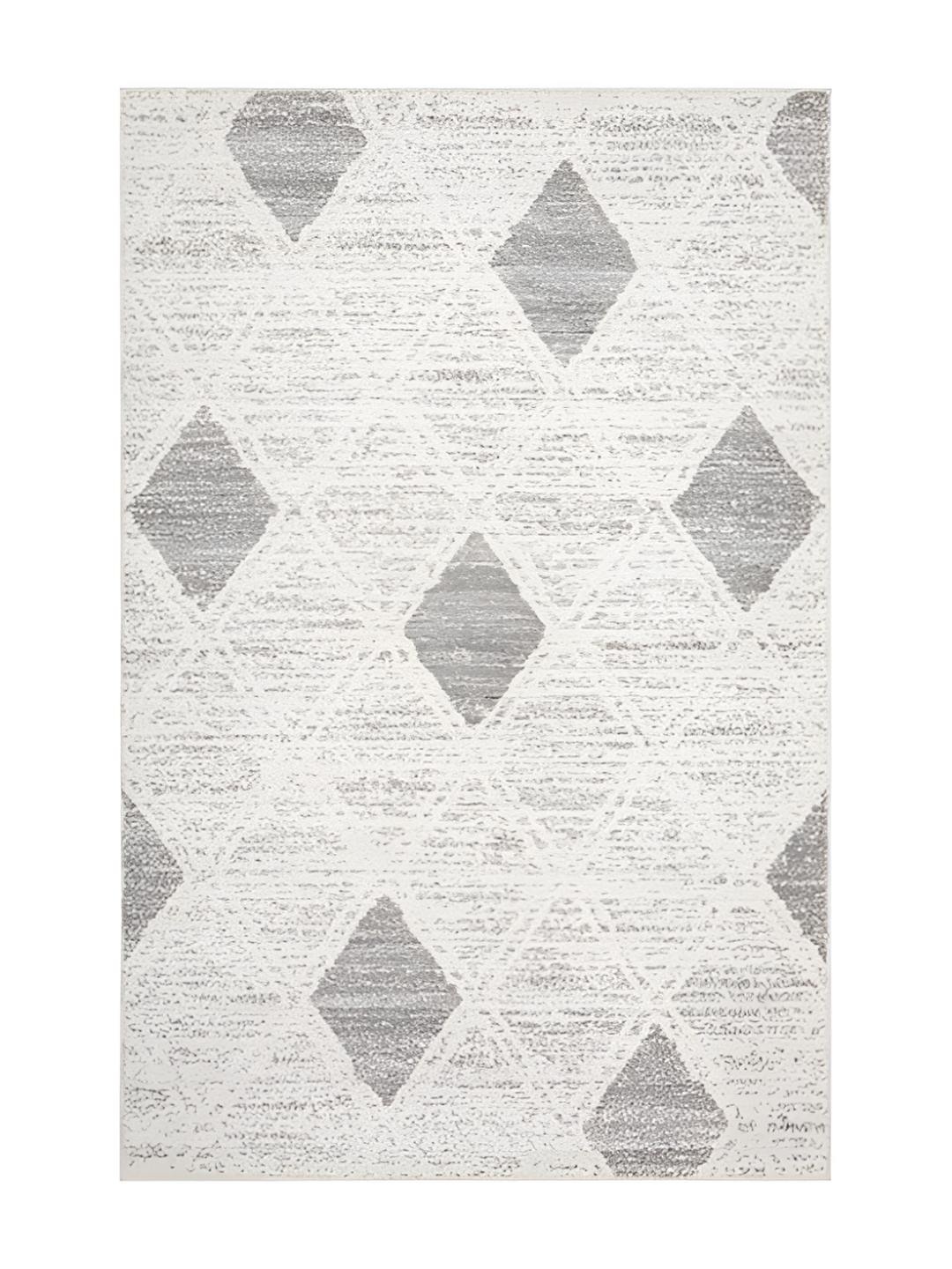 

Sapana Carpet-Mats Silver Toned & Grey Geometric Printed Anti-Skid Woollen Carpet