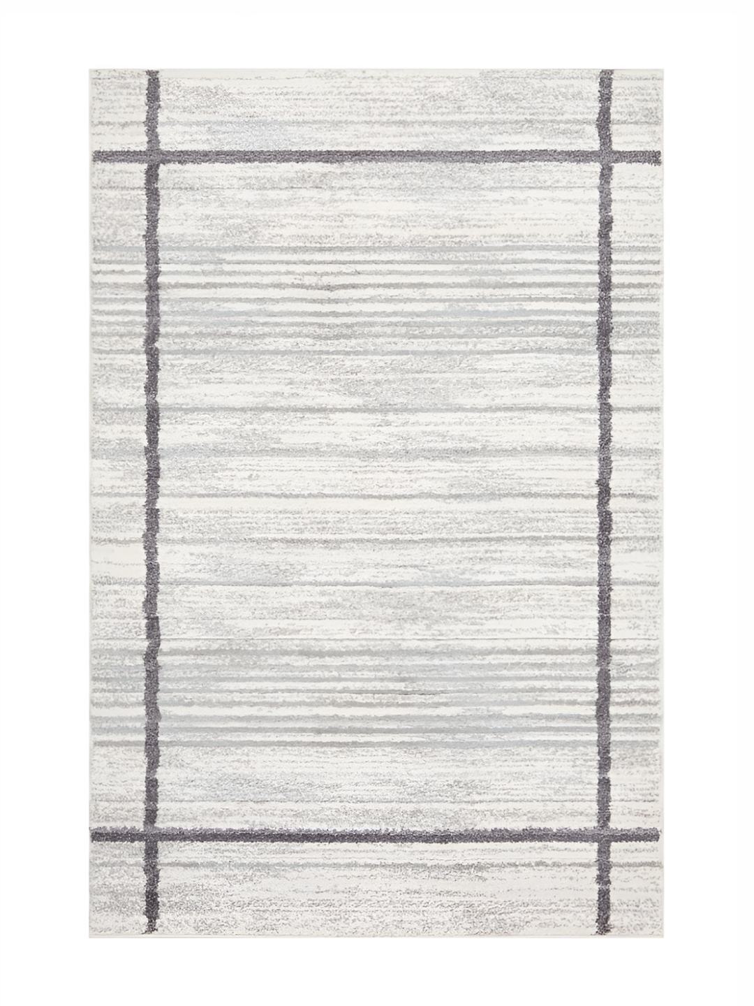 

Sapana Carpet-Mats Grey & Off White Striped Anti-Skid Woollen Carpet