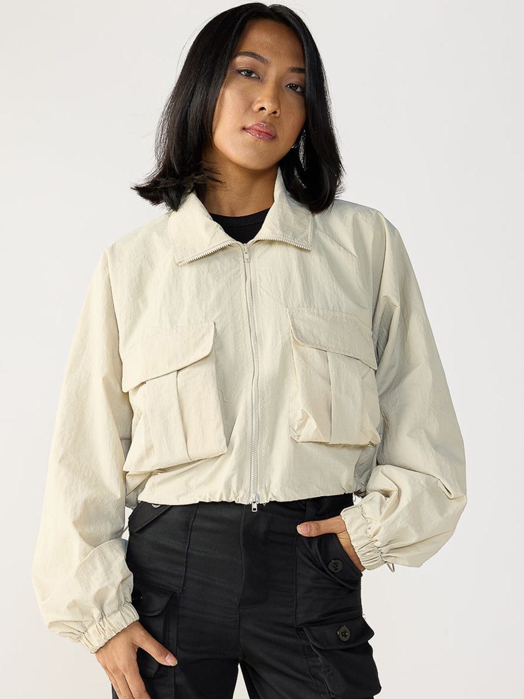 

FREAKINS Women Crop Tailored Jacket, Khaki
