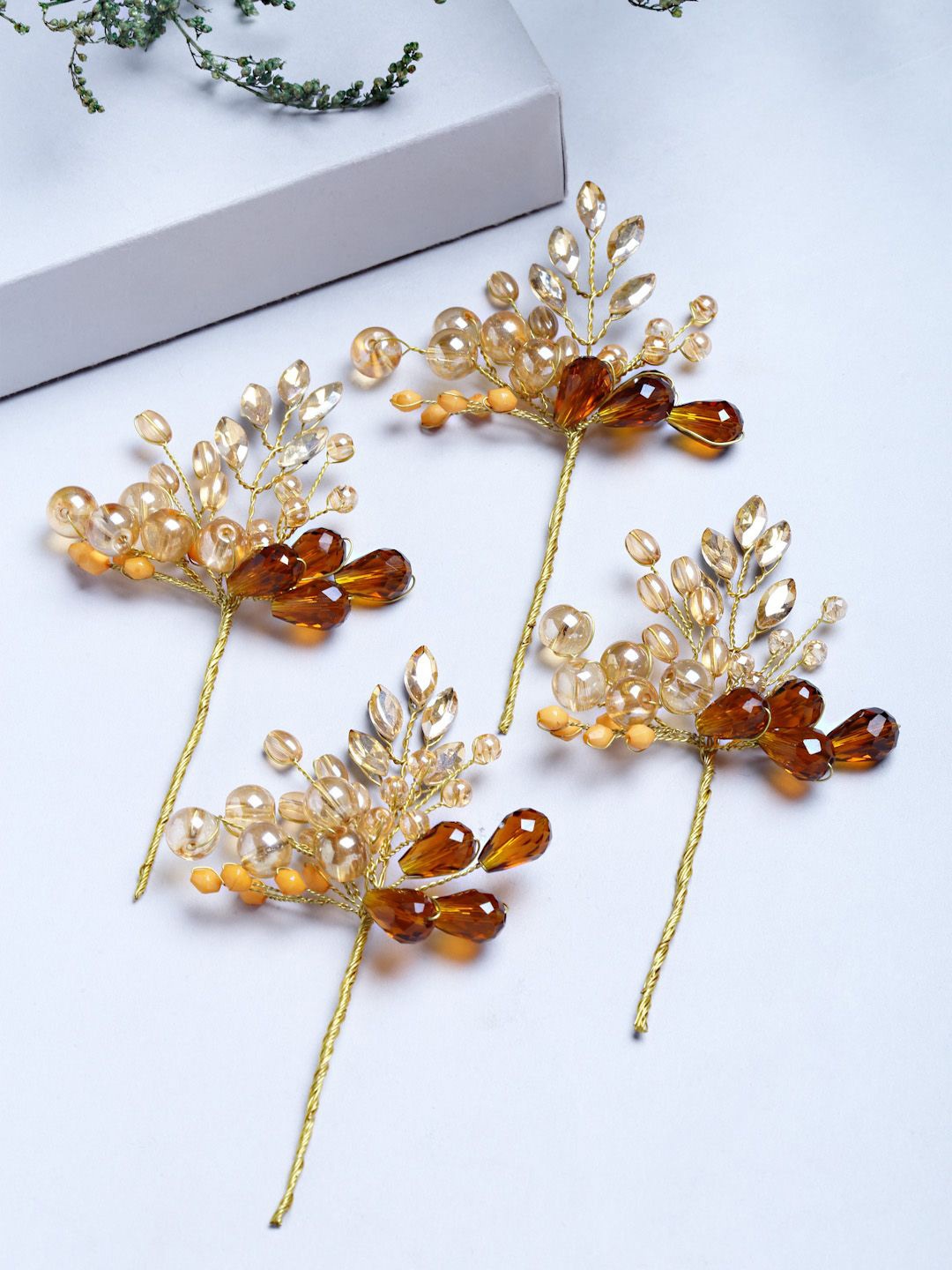 

VOGUE HAIR ACCESSORIES Women Set of 4 Beaded Hair Accessory Set, Gold