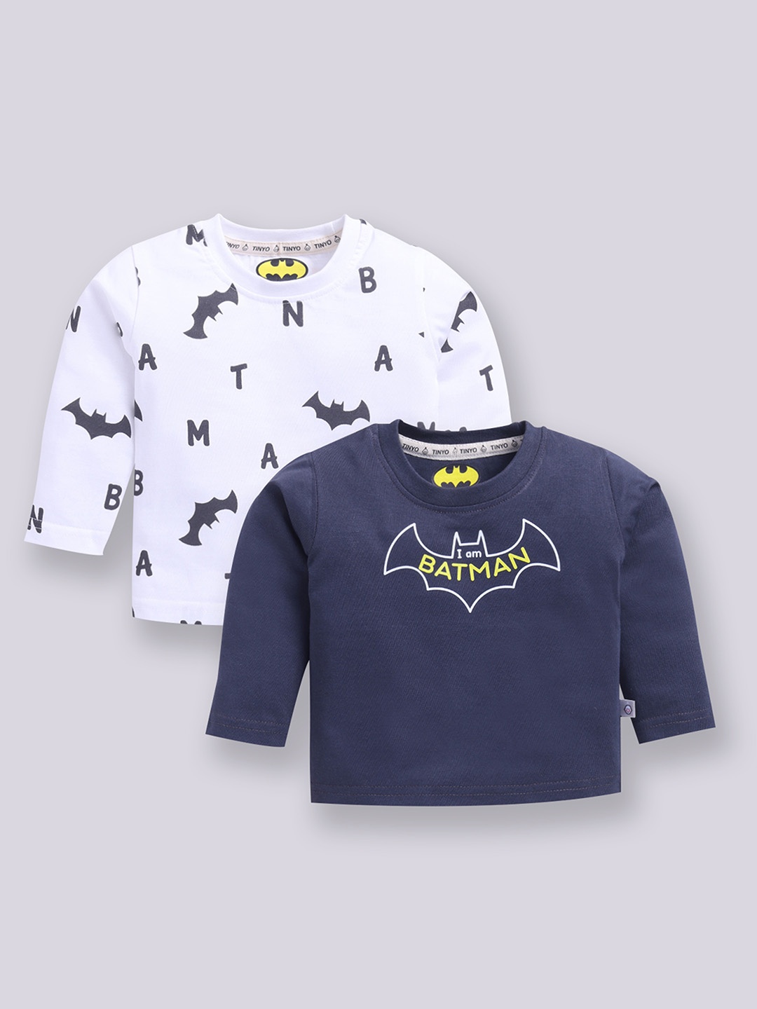 YK X Tinyo Infant Boys Pack of 2 Assorted Printed Pure Cotton T-shirts