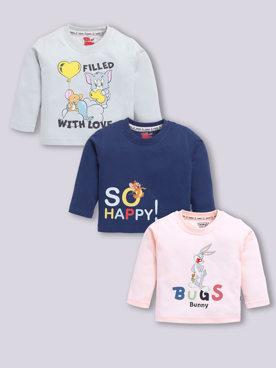 

YK X Tinyo Infant Boys Set of 3 Printed Cotton T-shirts, Assorted