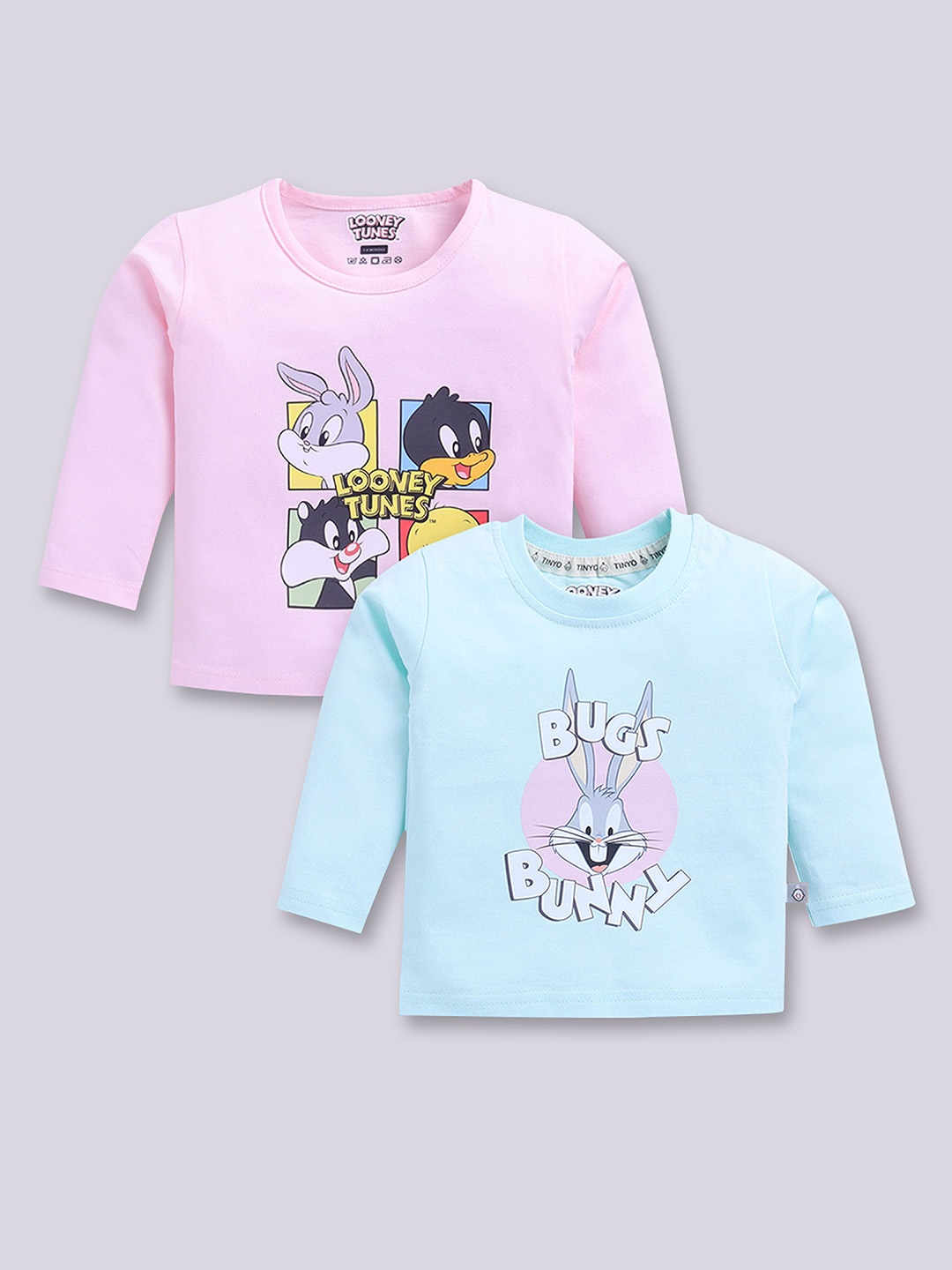 

YK X Tinyo Infant Boys Set of 2 Looney Tunes Printed Cotton T-shirts, Assorted