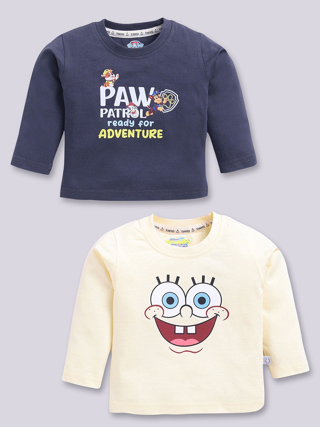 

YK X Tinyo Infant Boys Pack of 2 Assorted Printed Pure Cotton T-shirts