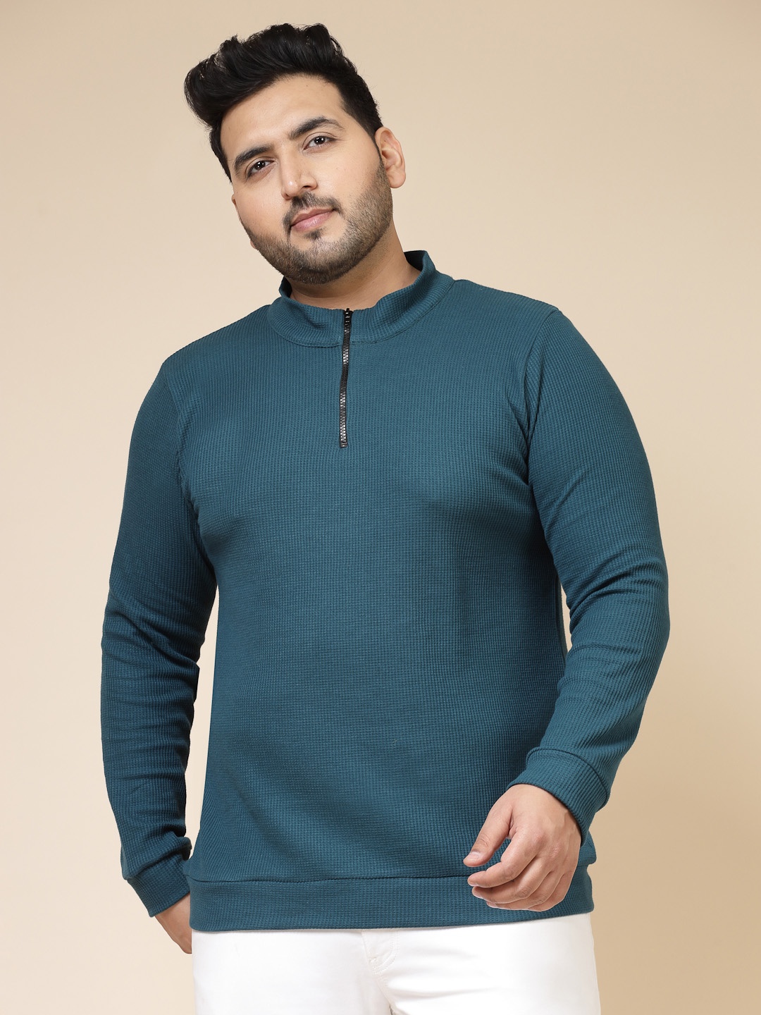 

Rigo Men Hign neck Slim Fit Tshirt, Teal