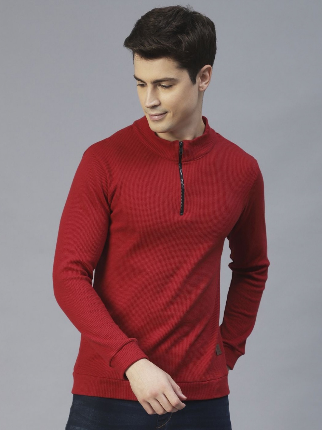 

Rigo Men Hign neck Slim Fit Tshirt, Maroon