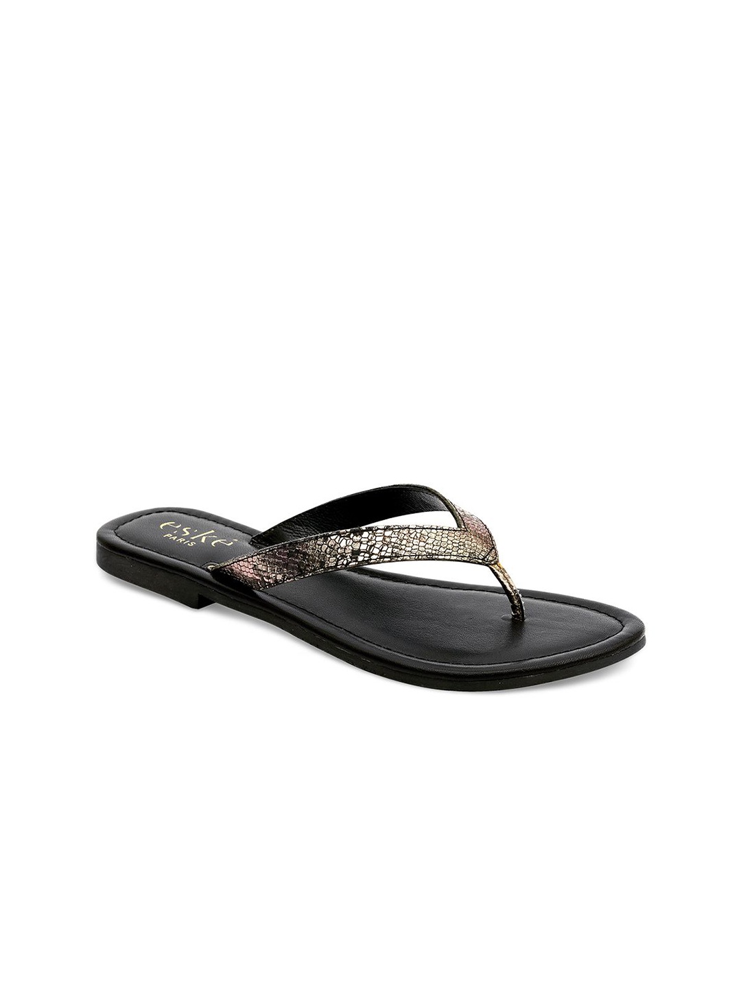 

Eske Women Leather Thong Flip-Flops, Black