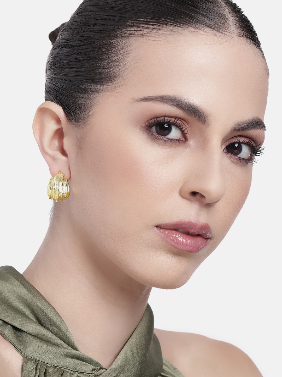 

Estele Gold Plated Fashionable Demifine Statement Stud Earrings
