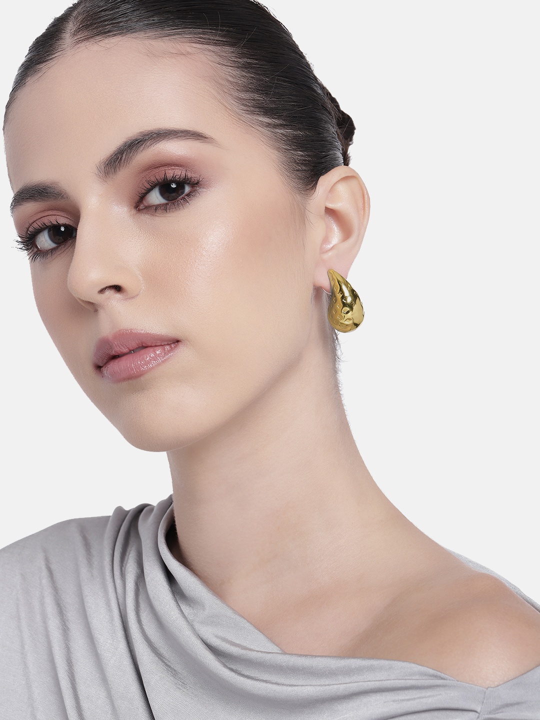 

Estele Gold Plated Chunky Demifine Teardrop Earrings