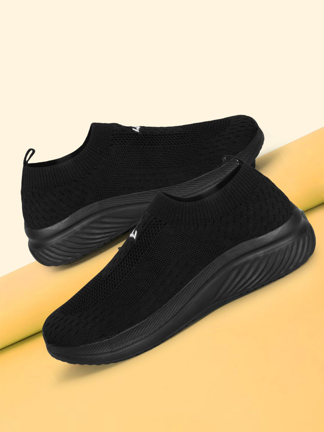 

Lancer Men Textile Slip-On Walking Shoes, Black