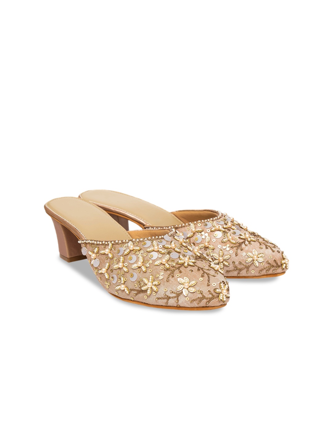 

Kkarma Embellished Block Mules, Rose gold