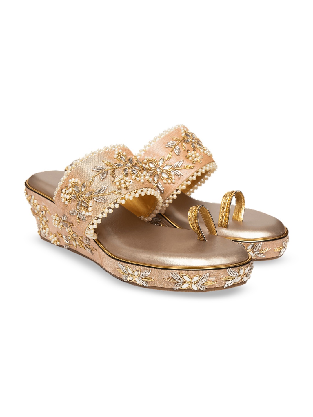 

Kkarma Embellished Wedge Sandal, Rose gold