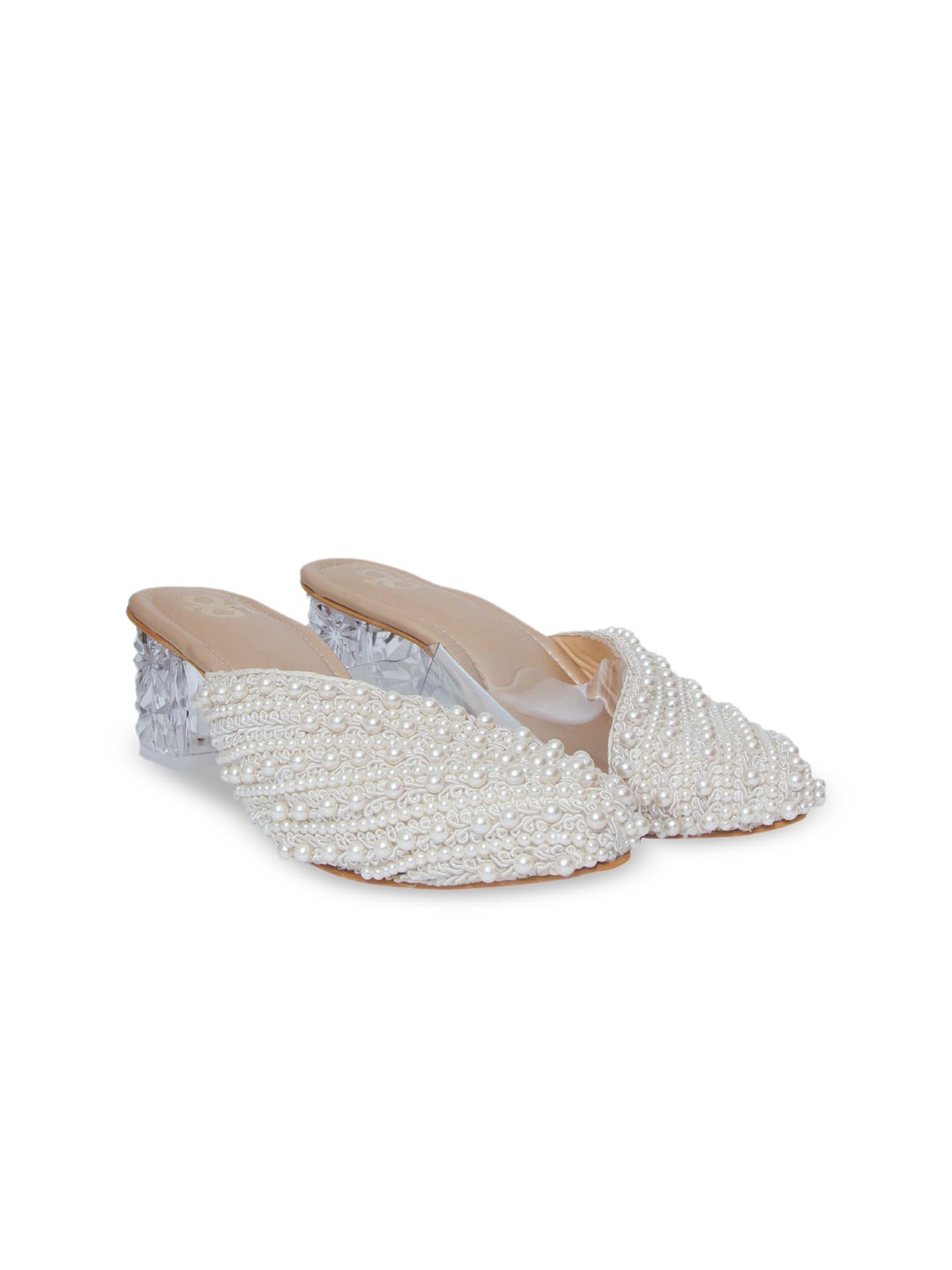 

Kkarma Embellished Block Mules, White