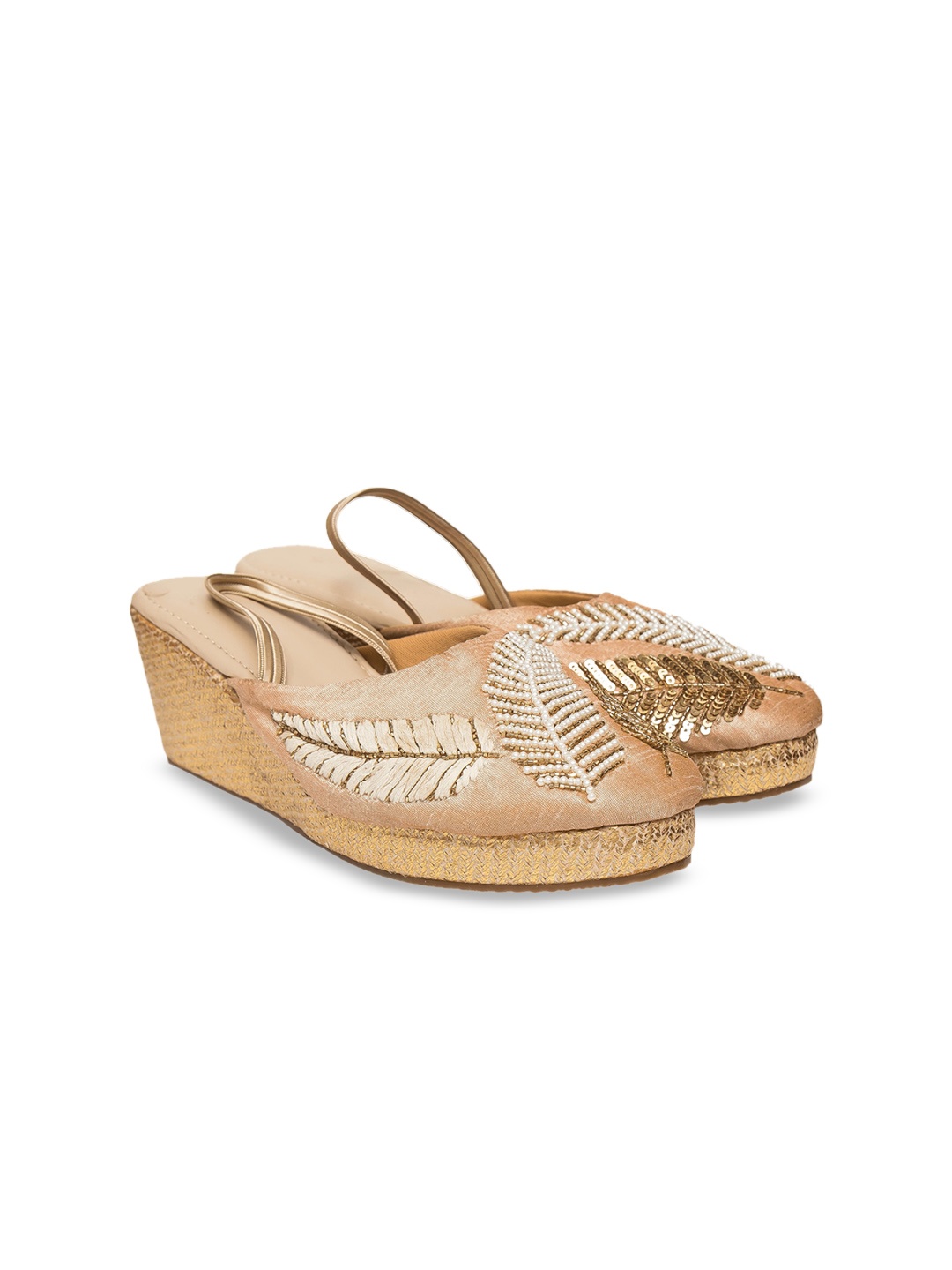 

Kkarma Embellished Wedge Mules, Rose gold