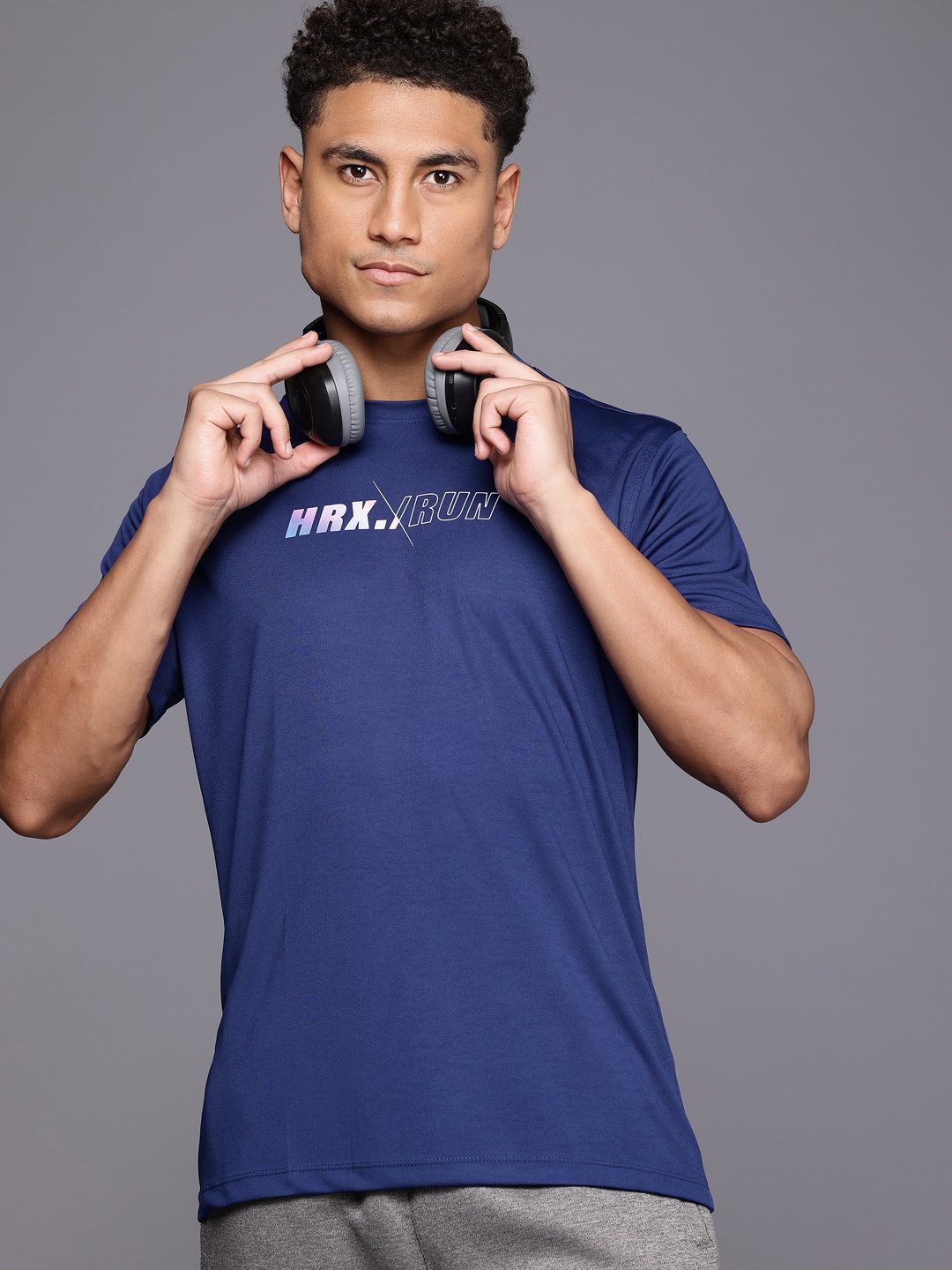 

HRX by Hrithik Roshan Brand Logo Printed Running T-shirt, Blue