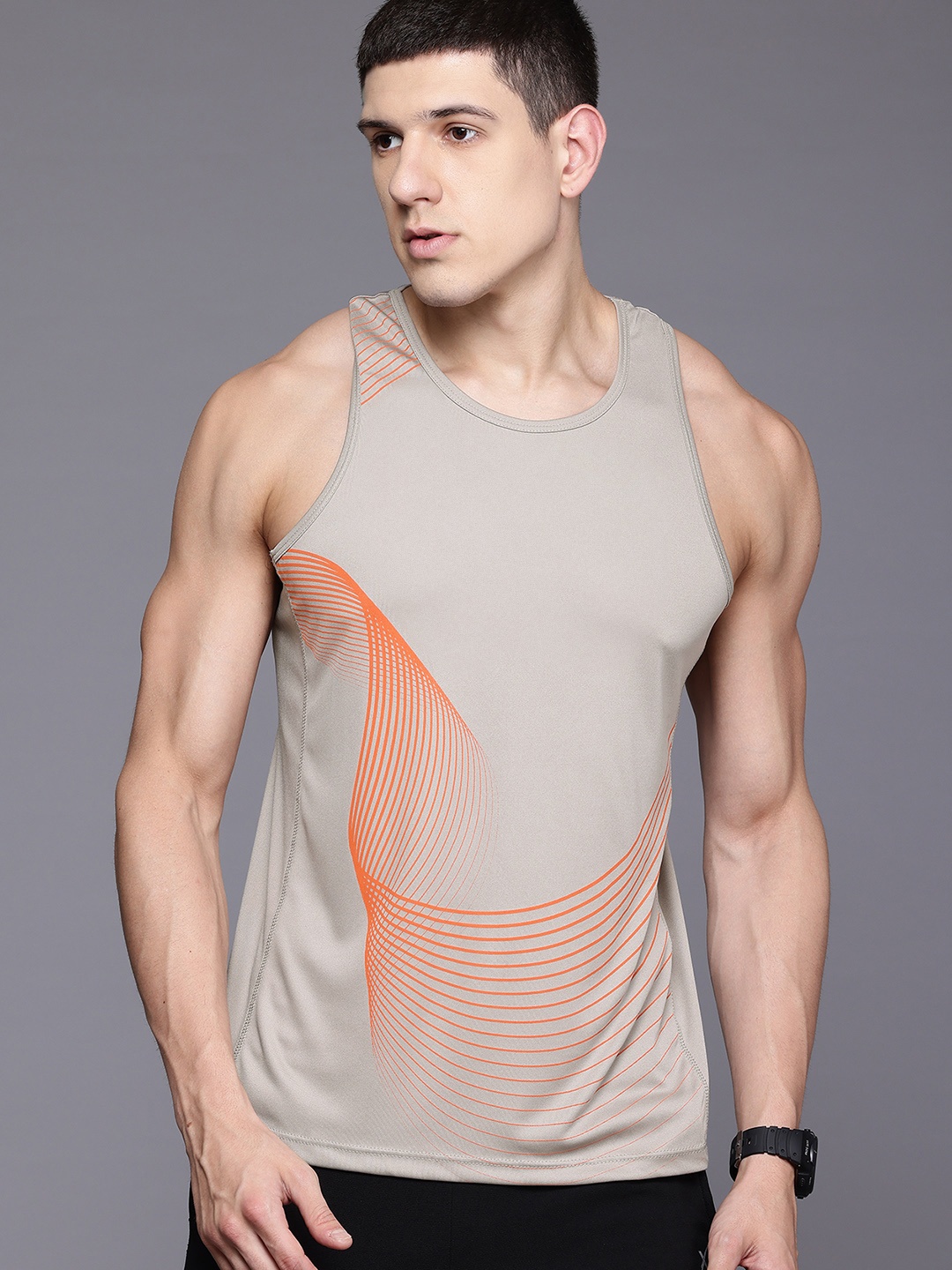 

HRX by Hrithik Roshan Printed Running T-shirt, Grey