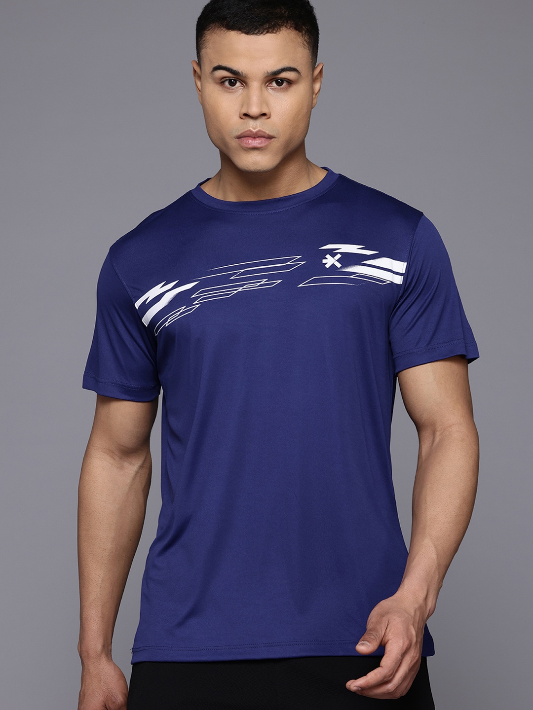 

HRX by Hrithik Roshan Men Printed Training T-shirt, Navy blue