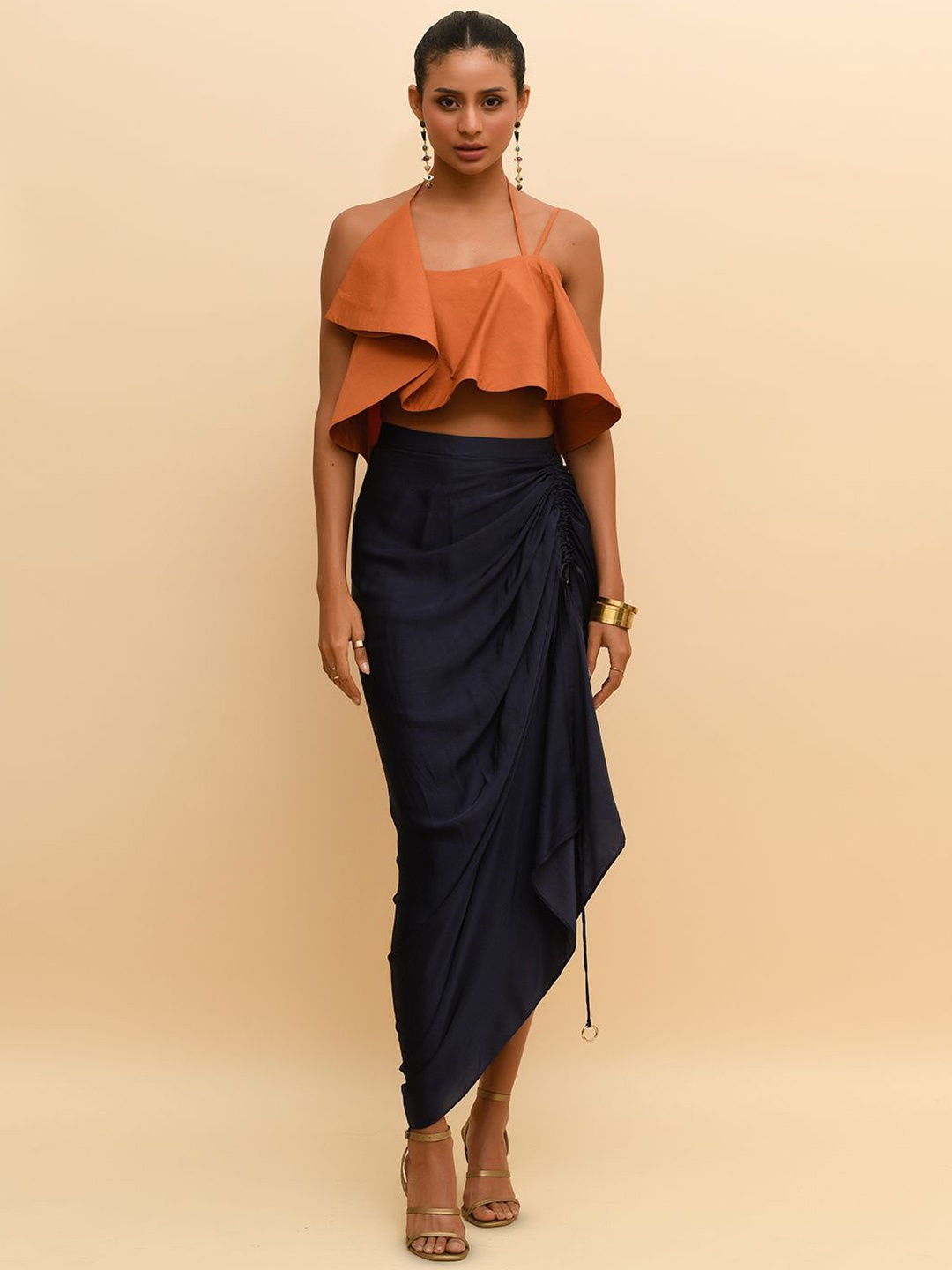 

R.Y by Rishi and Vibhuti Cotton Tube Crop Top, Tan