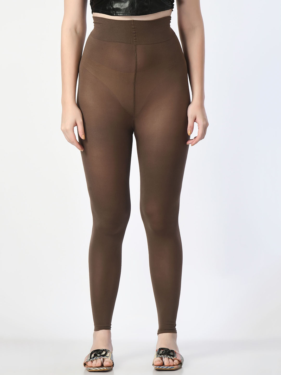 

JMT Wear Semi Sheer Pantyhose Stockings, Brown