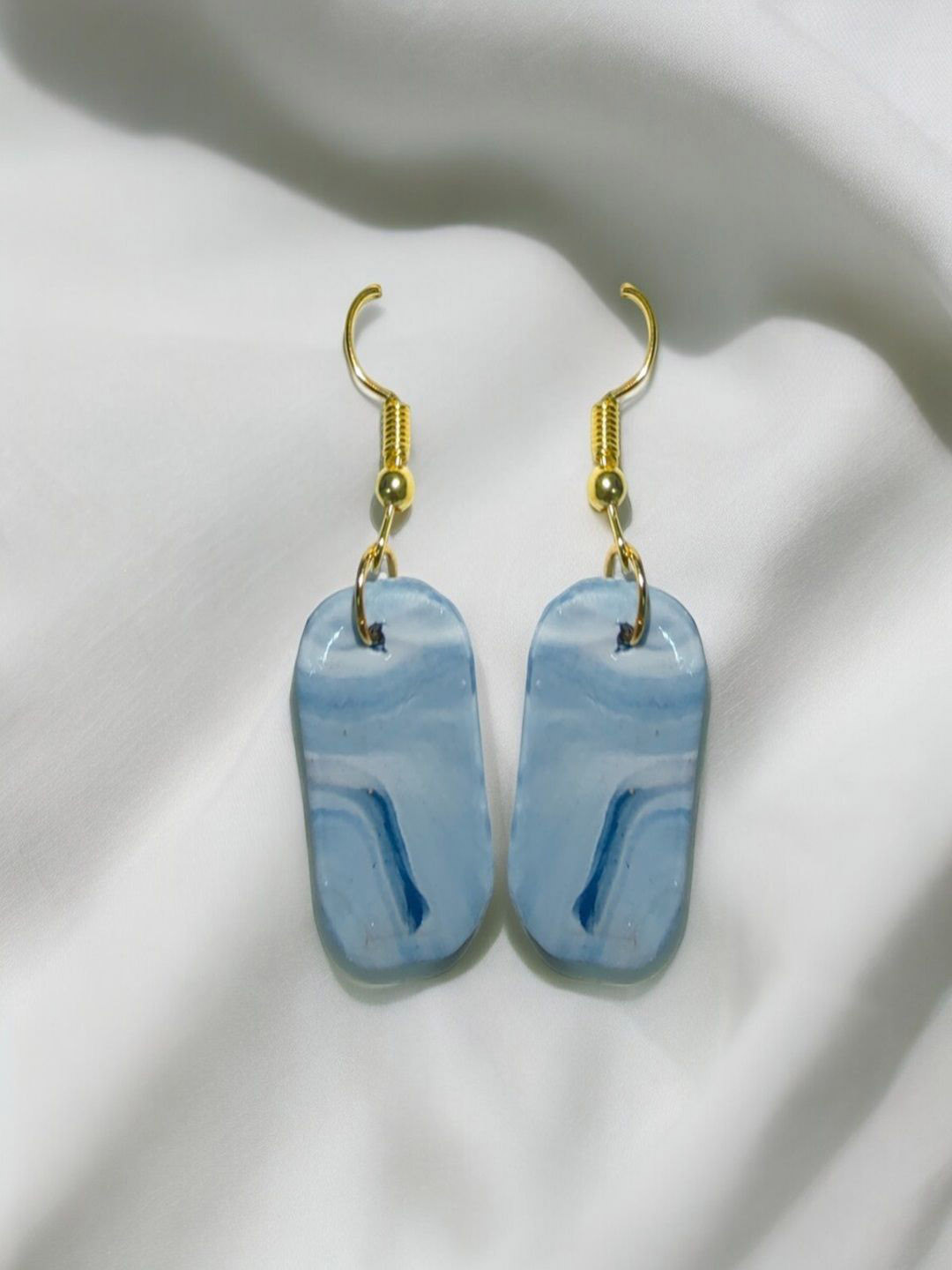 

AccessHer Geometric Ceramic Drop Earrings, Blue