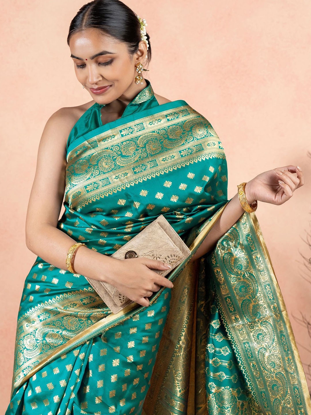 

Subham Woven Design Zari Saree, Teal