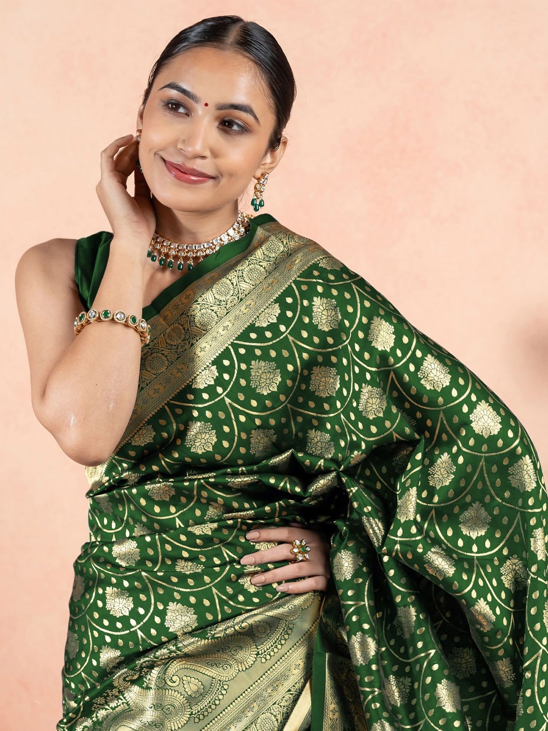 

Subham Woven Design Zari Saree, Green