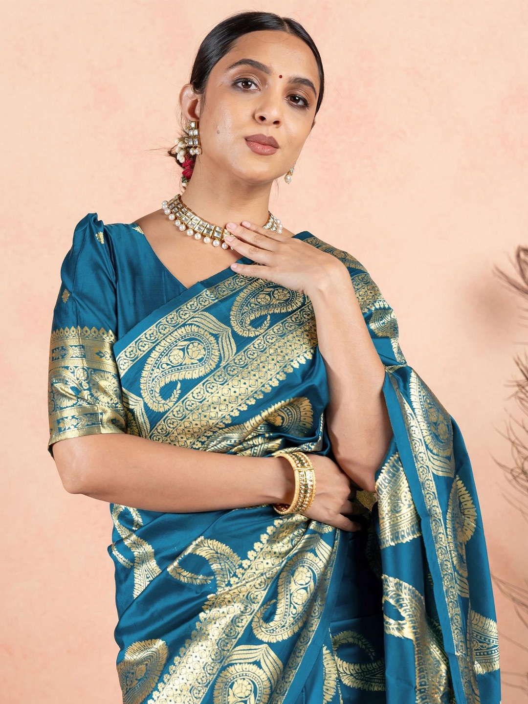 

Subham Paisley Woven Design Zari Saree, Blue