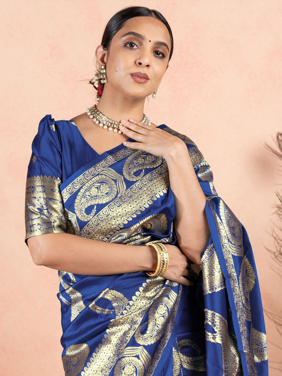 

Subham Woven Design Zari Saree, Navy blue