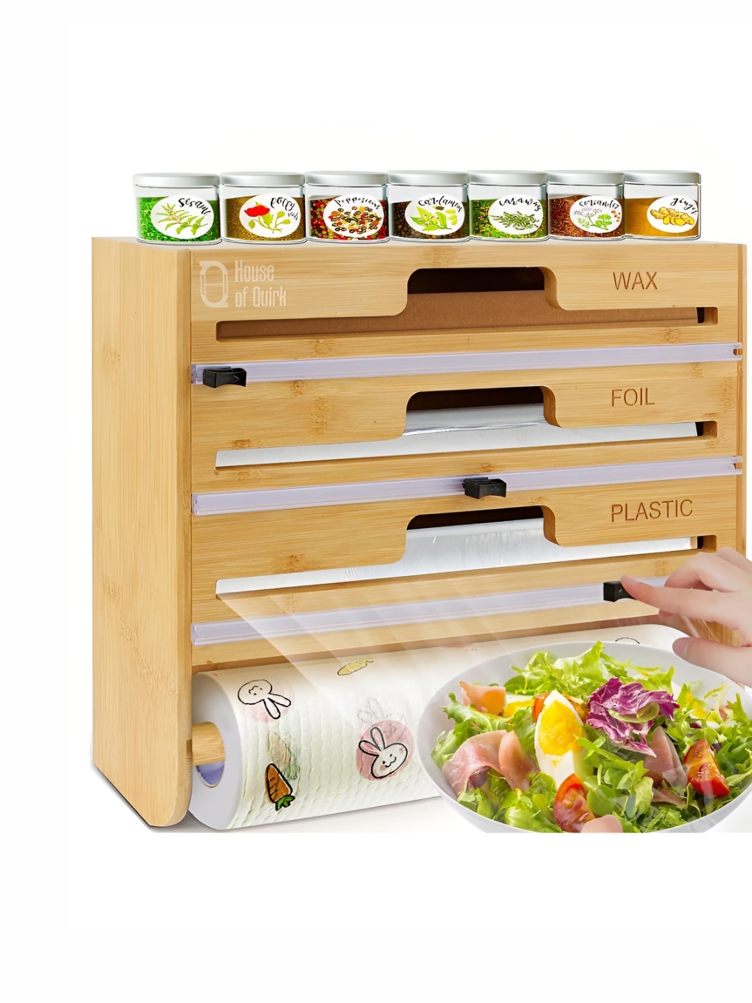 

HOUSE OF QUIRK Beige Bamboo Kitchen Storage Holder