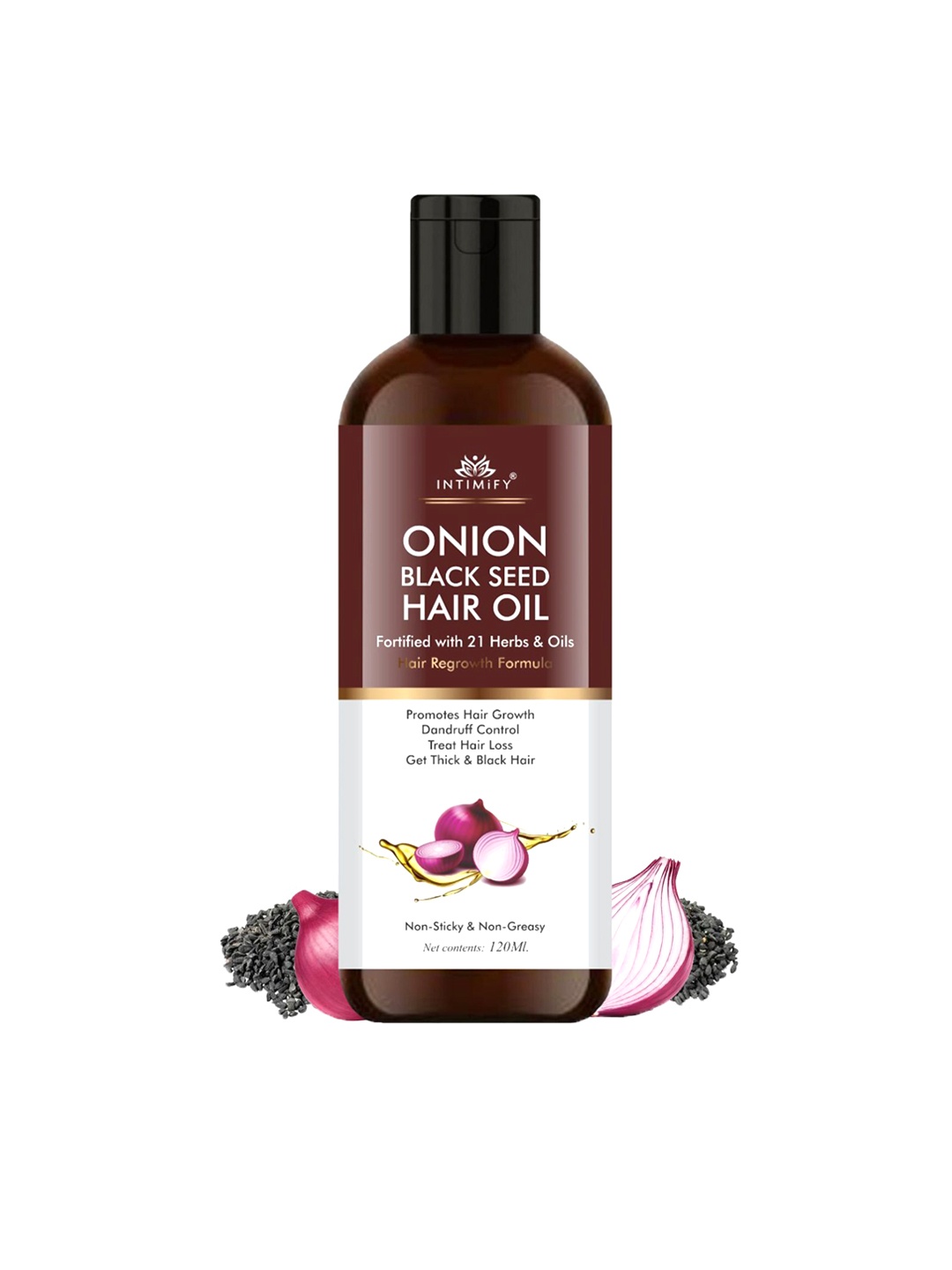 

INTIMIFY Onion Black Seed Hair Oil For Anti Hair Fall - 120ml, Brown