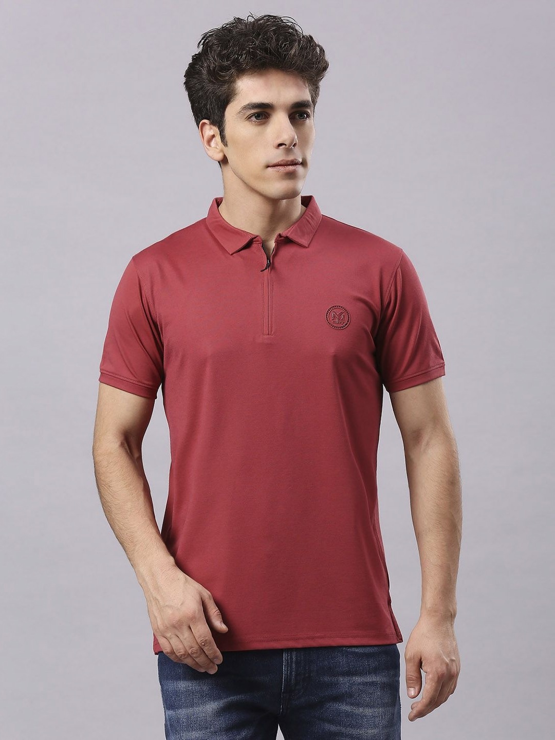 

Klub Fox Men Solid Polo Collar Cotton T-Shirt, Red