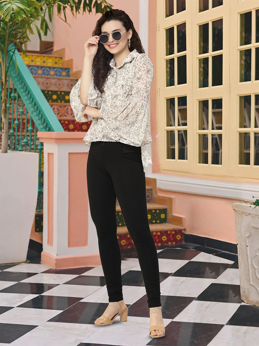 

MISS AYSE Women Shirt Collar Top, White