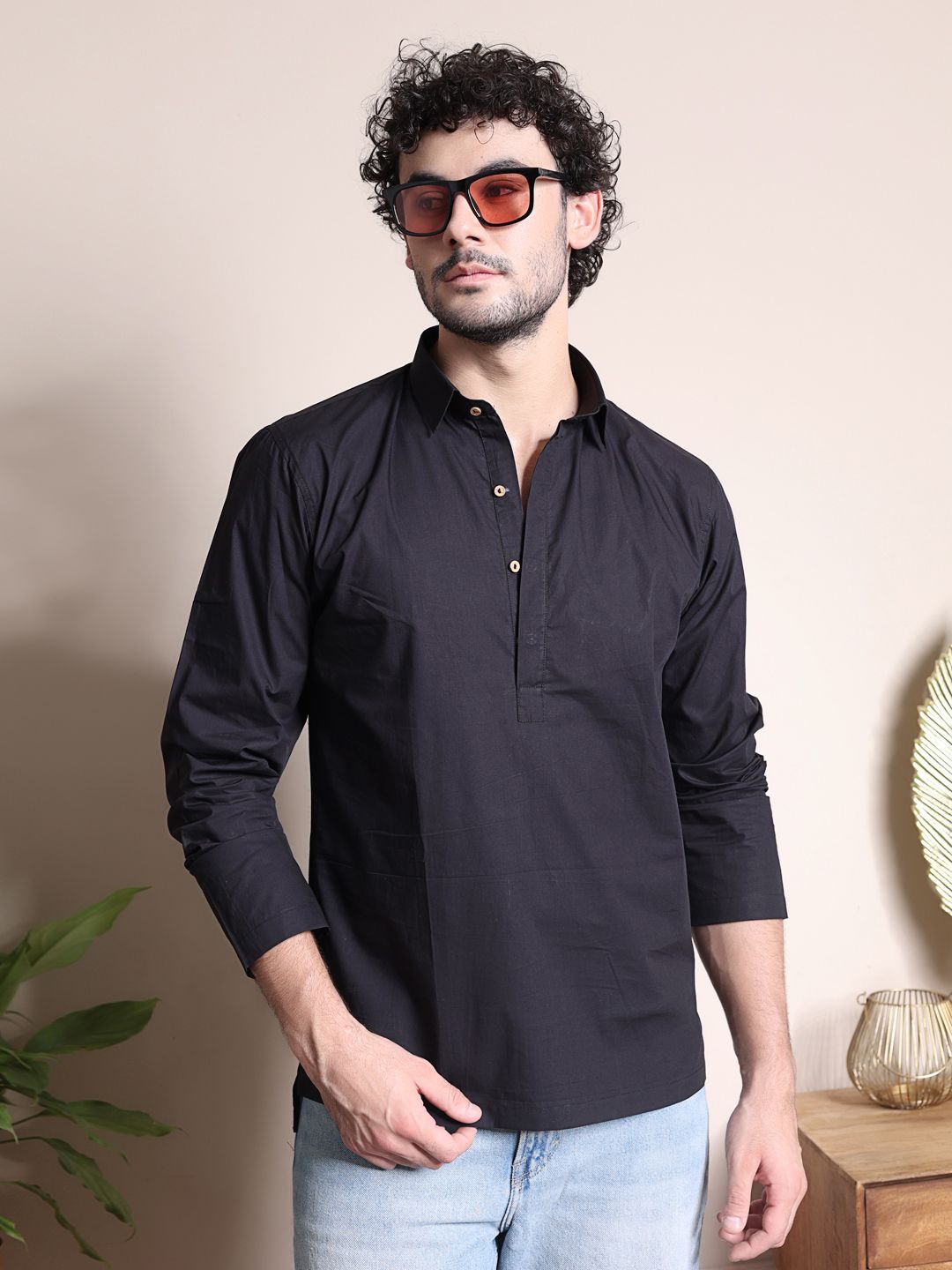 

MIDAV Men Classic Opaque Casual Shirt, Black