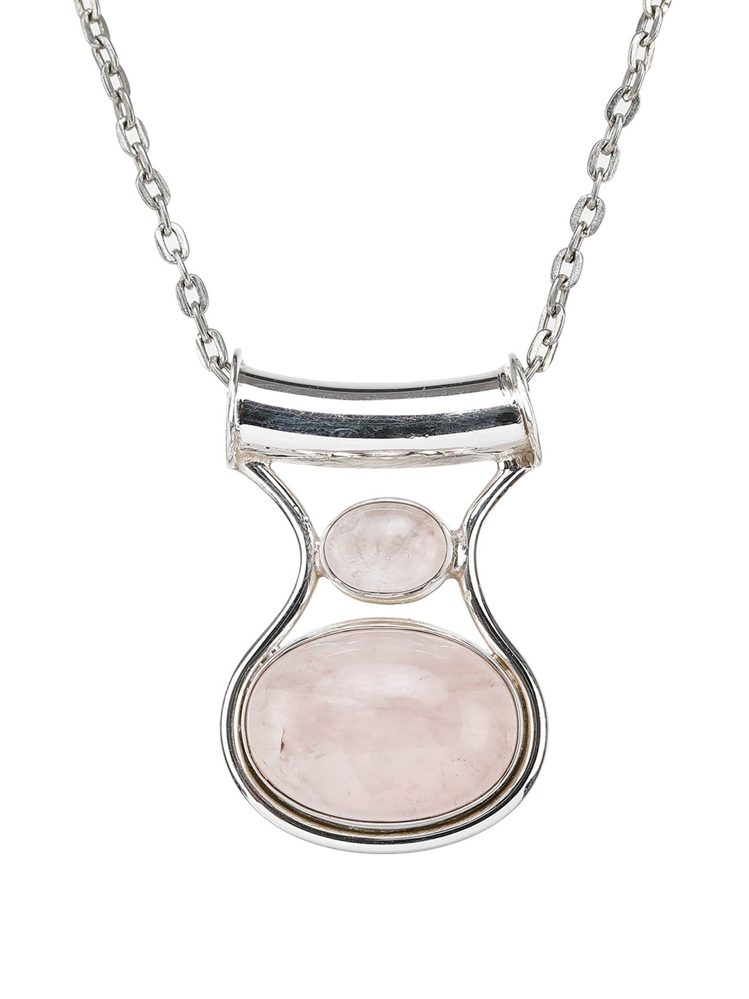 

Exotic India Twin Rose Quartz Gemstone Sterling Silver Pendant