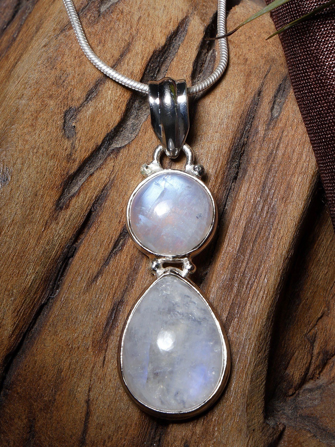 

Exotic India Sterling Silver Moonstone Teardrop Shaped Pendant