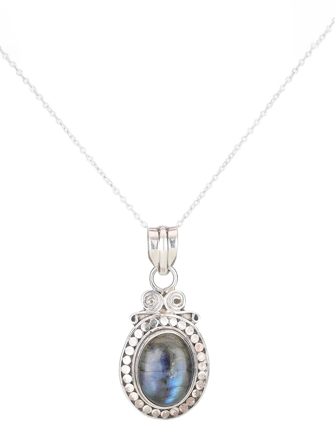 

Exotic India Labradorite Stone Sterling Silver Frame Pendant
