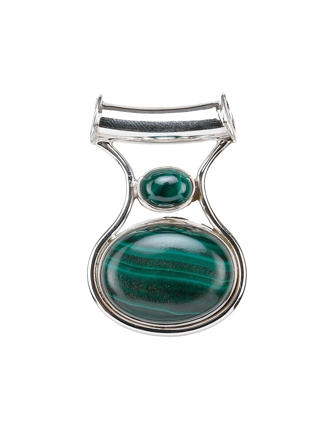 

Exotic India Twin Malachite Sterling Silver Gemstone Pendant