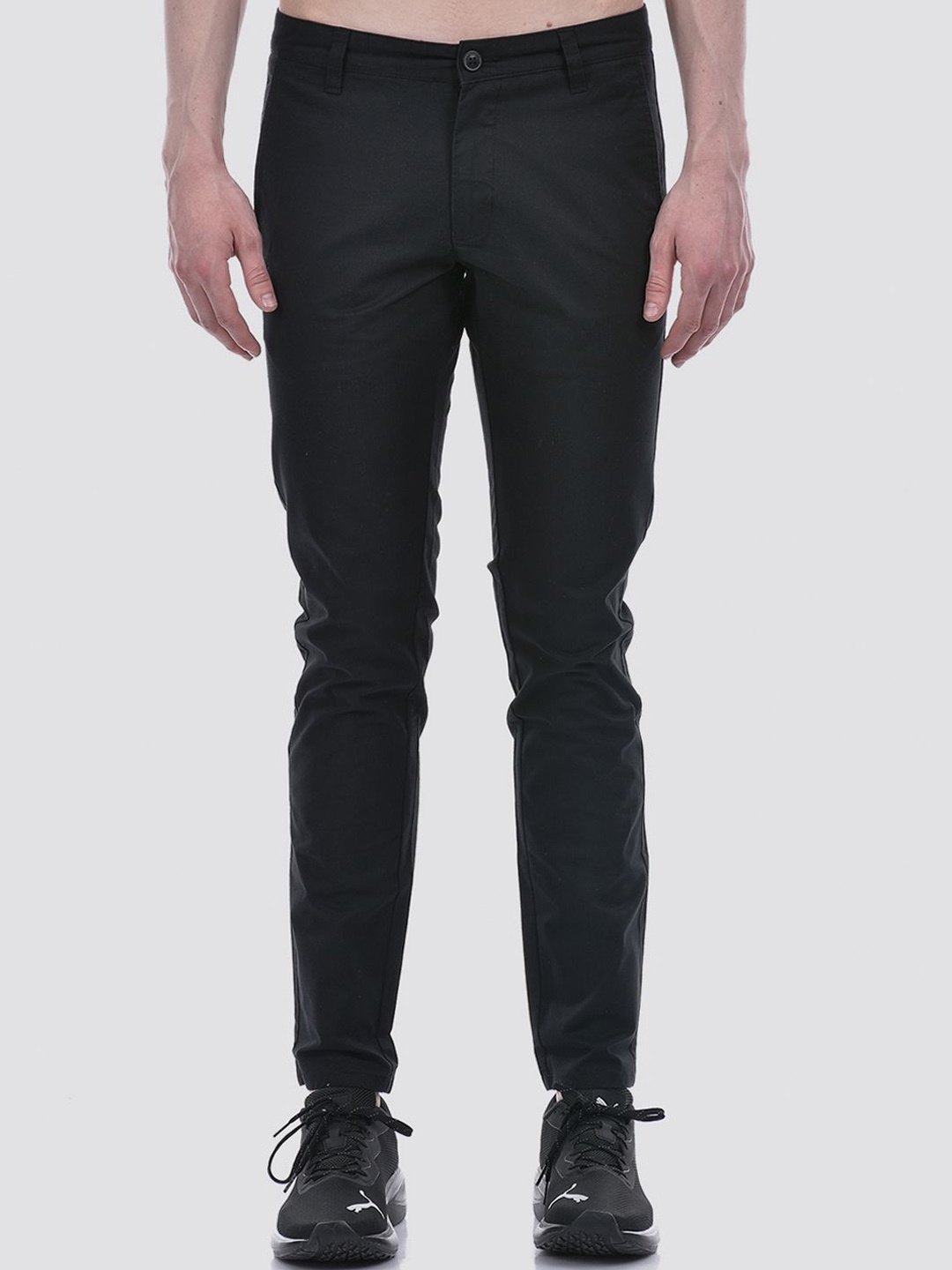 

Numero Uno Men solid Mid-Rise Slim Fit Regular Trousers, Black