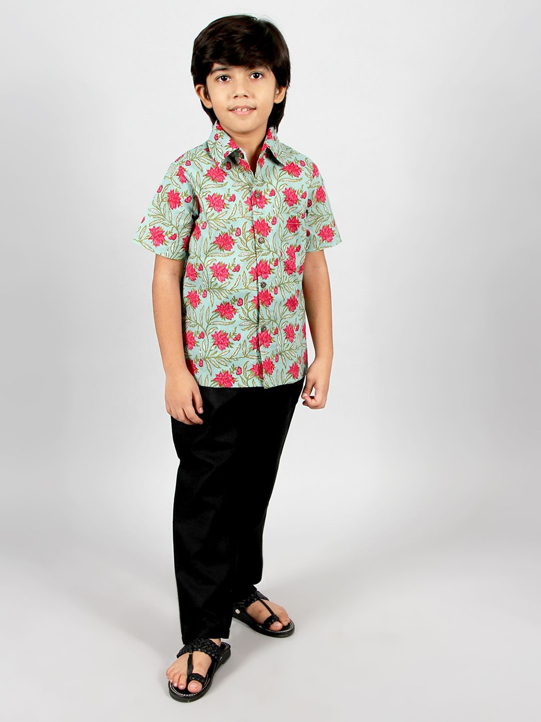 

INCLUD Boys Floral Opaque Printed Casual Shirt, Sea green