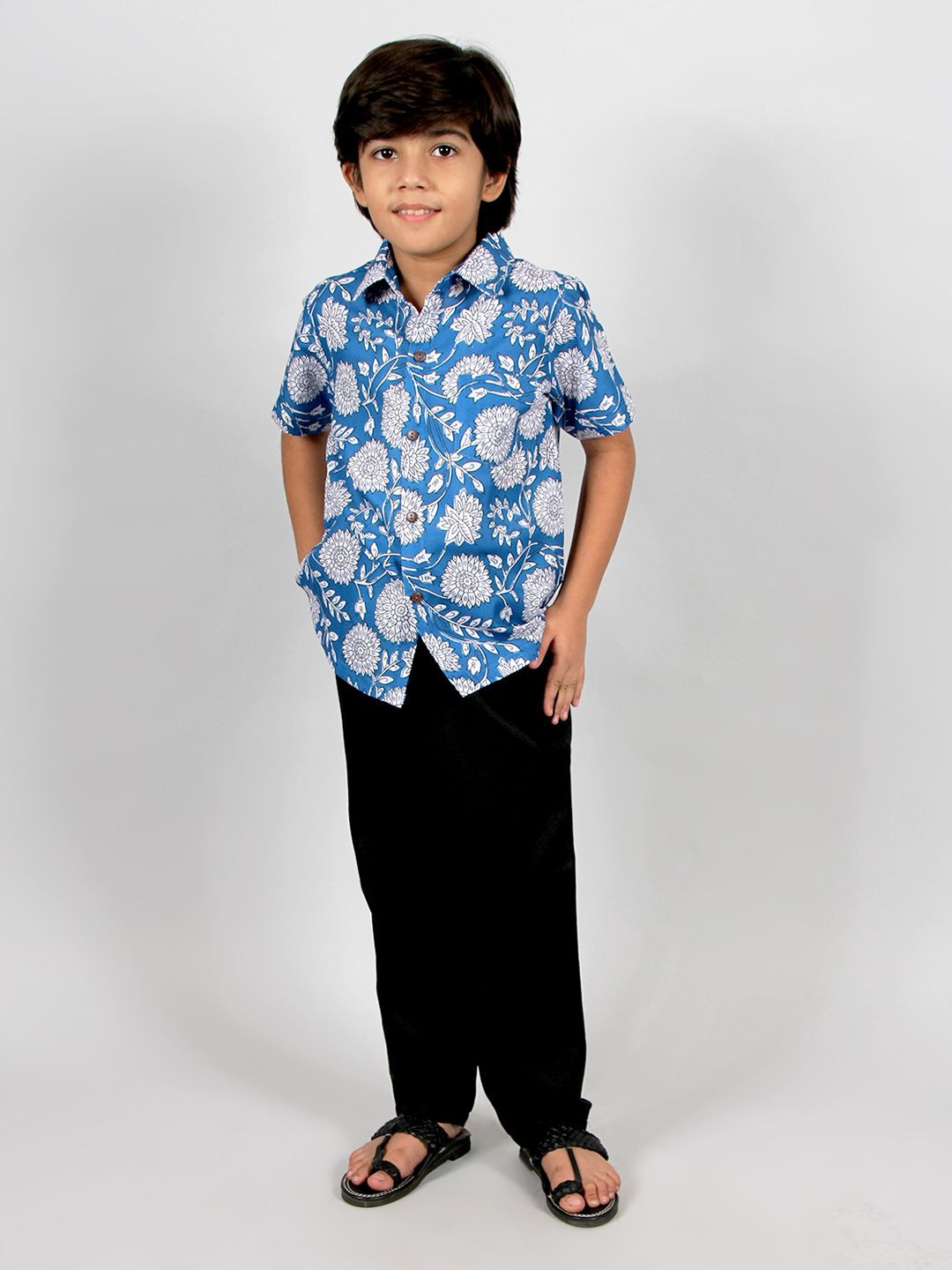 

INCLUD Boys Floral Opaque Printed Casual Shirt, Blue