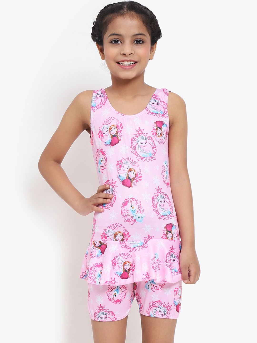 

JMT Wear Girls Printed Skinny-Fit Swimming Dress, Pink