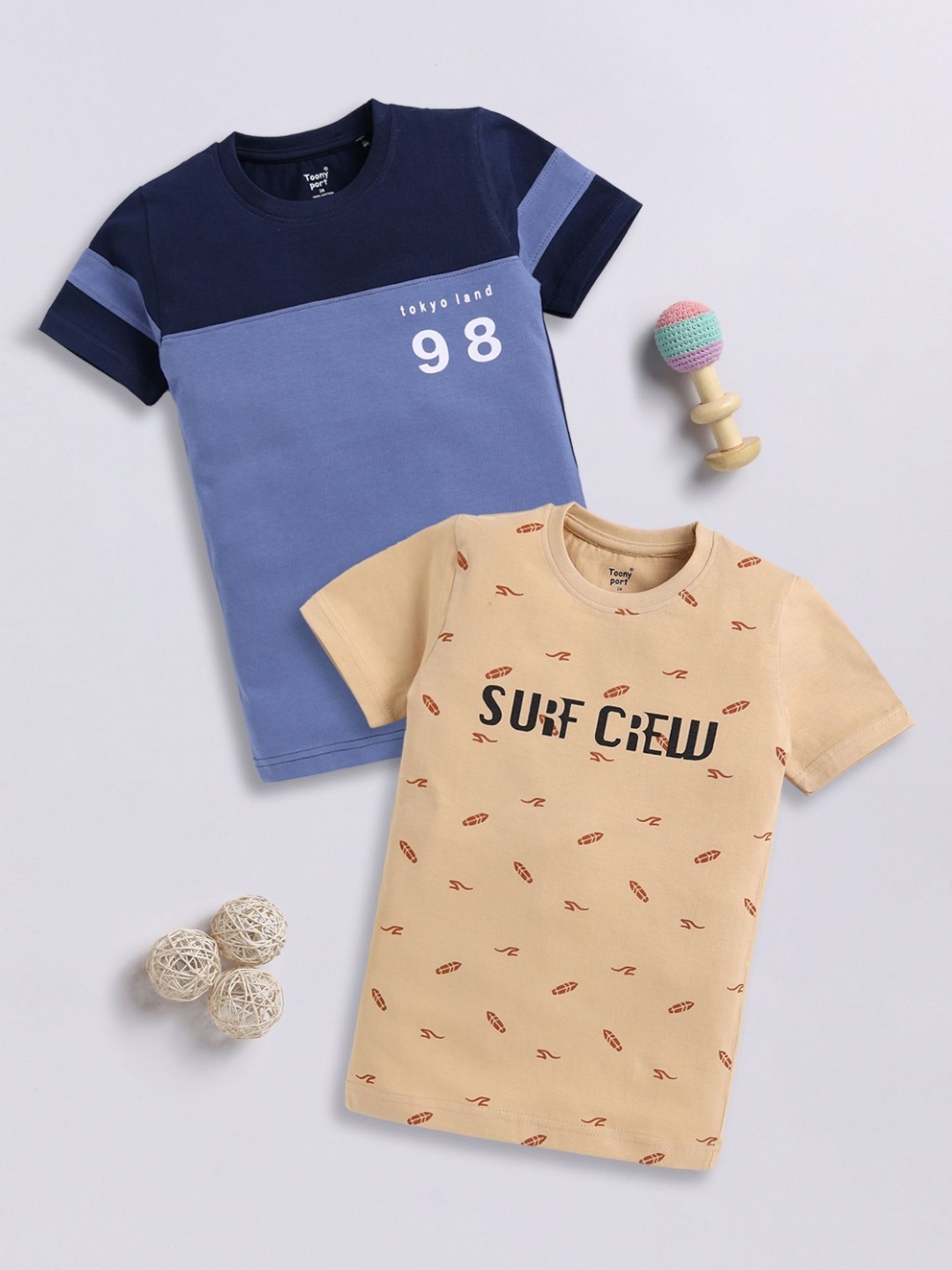Toonyport Boys Typography 2 Printed Applique T-shirt, Multi