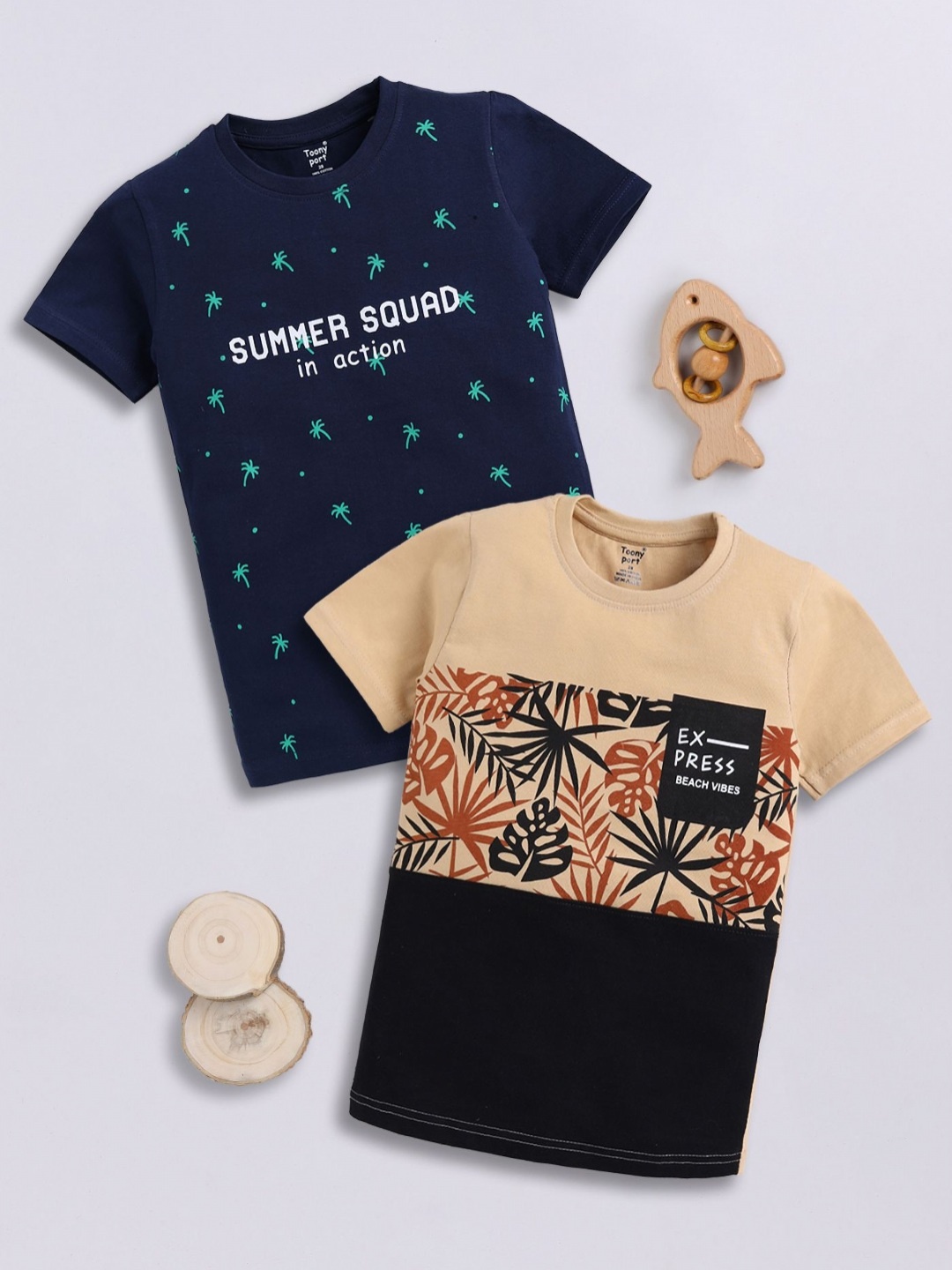 

Toonyport Boys 2 Printed Tropical Pockets T-shirt, Multi
