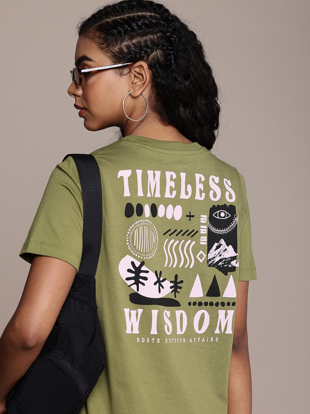 

The Roadster Life Co. Graphic Printed Pure Cotton T-shirt, Olive