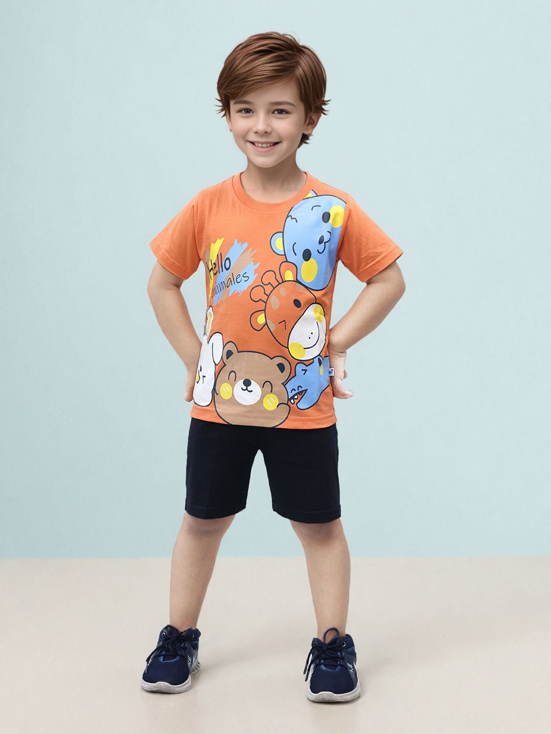 

Toonyport Boys Printed T-shirt with Shorts, Orange
