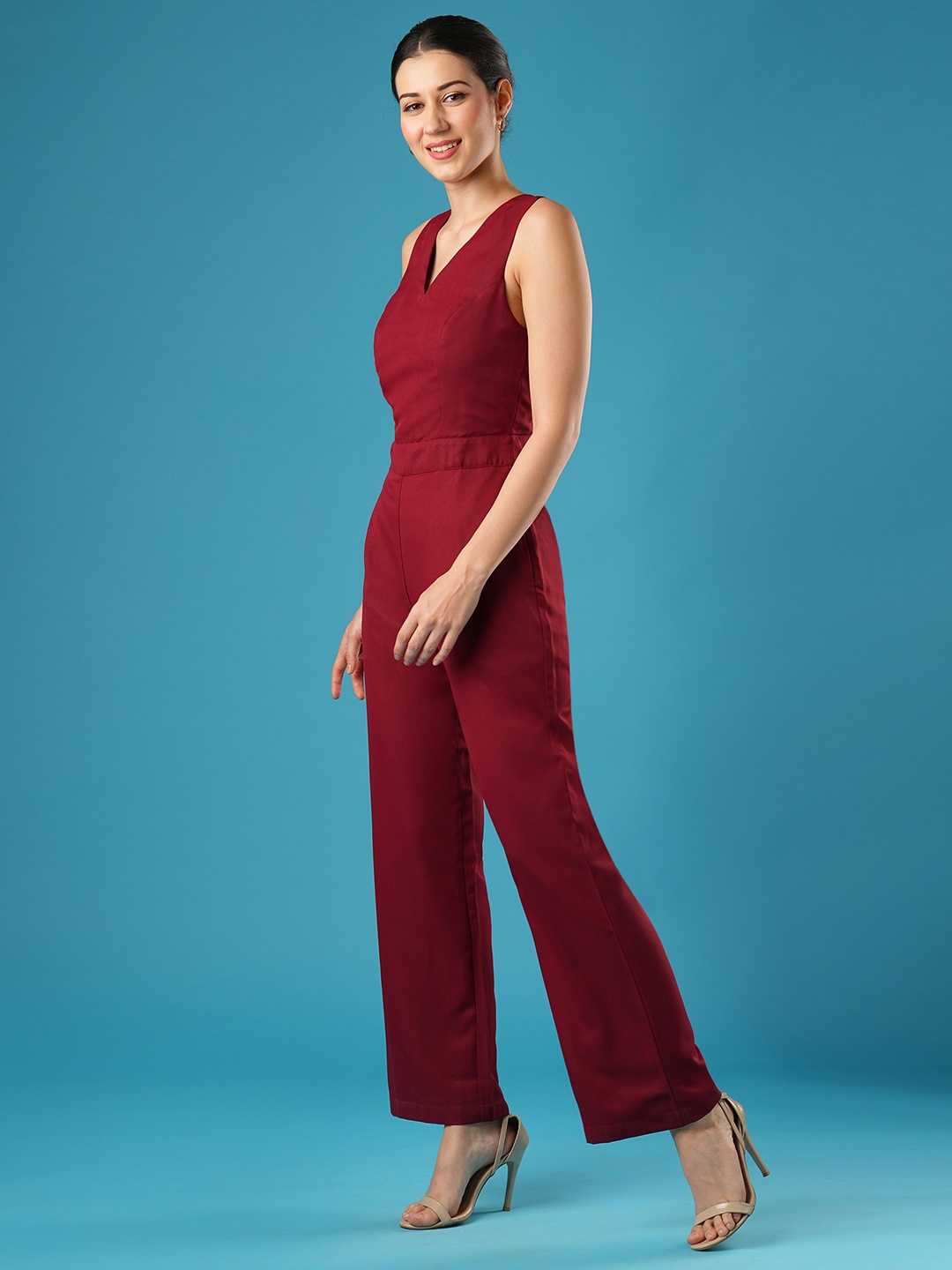 

Globus V-Neck Basic Jumpsuit, Maroon
